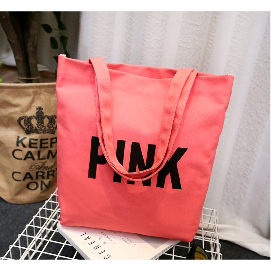 Totebag Korea Warna warni Tas Kanvas Tote Bag