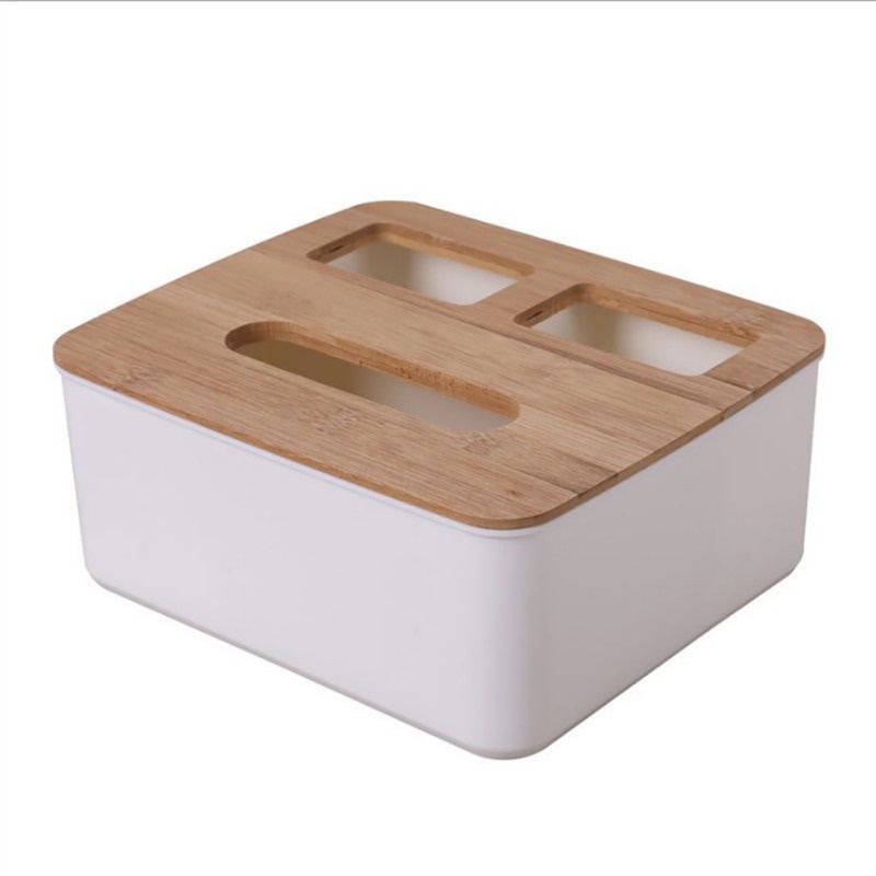 gs8a taffhome kotak tisu kayu tissue box 3 grid - zj006 - white Or-i