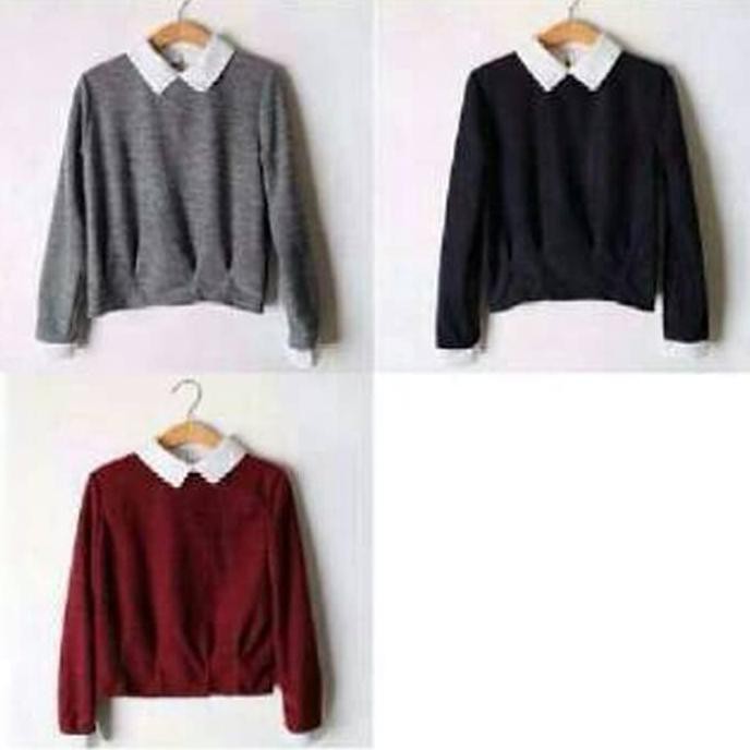 Sweater Crop Kerah Baju Rajut Rajut Baju Crop Berkualitas