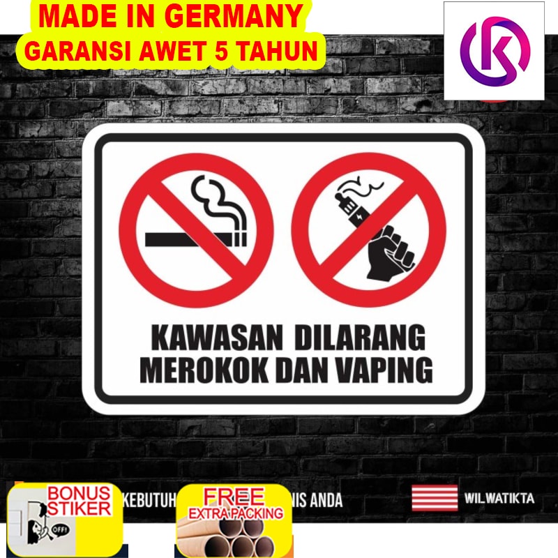 

Promo Sticker K3 Safety Sign Warning Kawasan Dilarang Merokok & Vaping