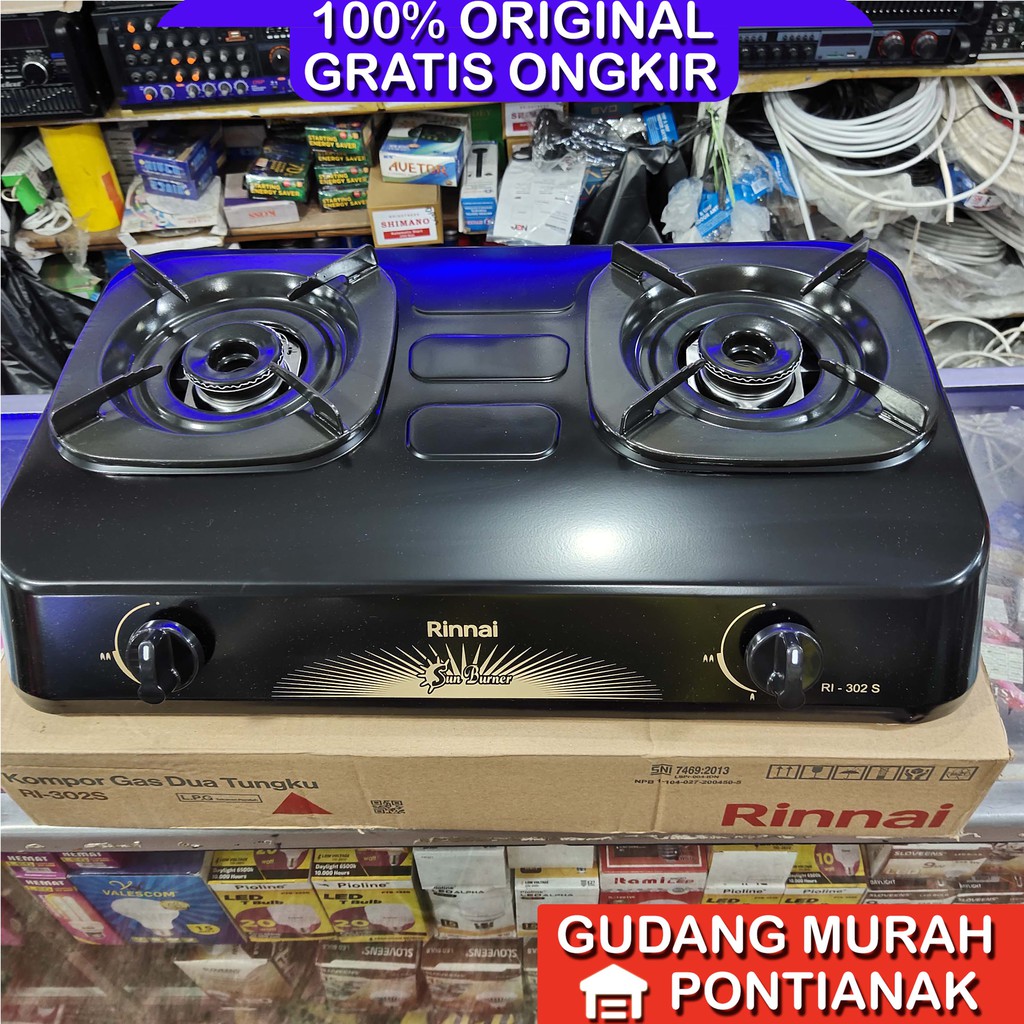 Kompor Gas Rinnai 2 Tungku RI 302S 302 S sun burner api hemat