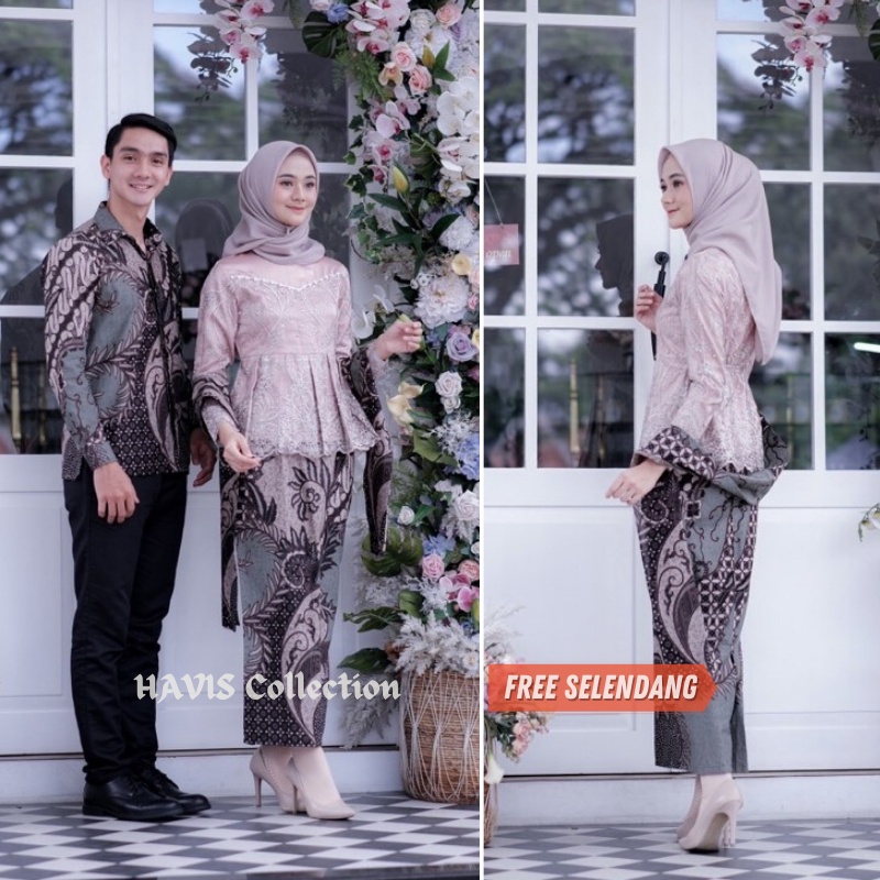 Asyifa Kebaya Couple Wisuda Modern Setelan Kebaya Brokat Batik Tunangan Lamaran Kondangan Terbaru Havis Collection