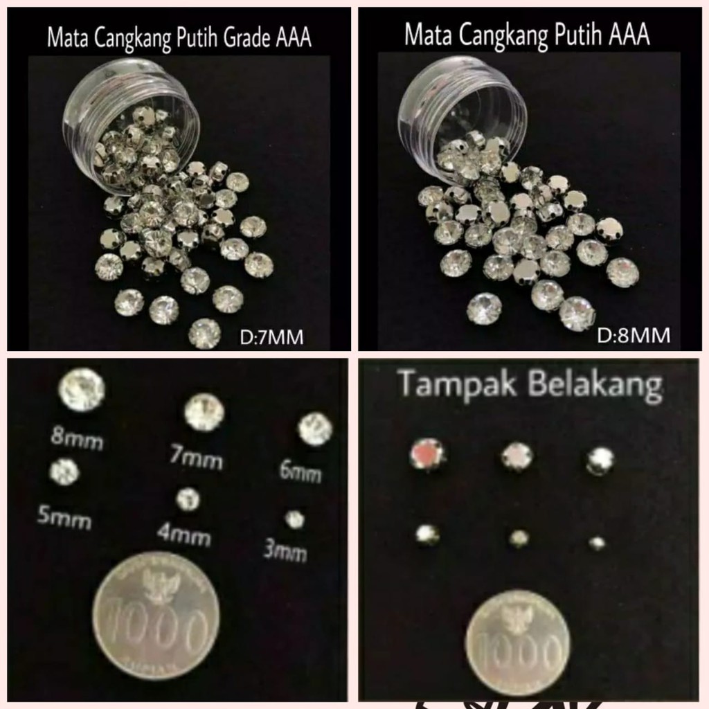144 PCS  - PAYET KRISTAL CANGKANG BENING | MATA CANGKANG PREMIUM | KRISTAL CANGKANG PUTIH ANTI NYANGKUT (3MM - 10MM)