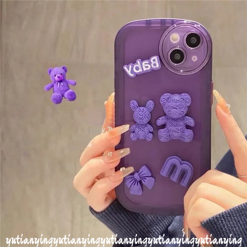 Soft Case TPU Kartun Beruang Ungu 3D Cover Realme C15 C25 C12 C31 C11 C35 C25s C25Y C20 C20A C11 2021y Realme 9i 6i 5i 5s C3 C1