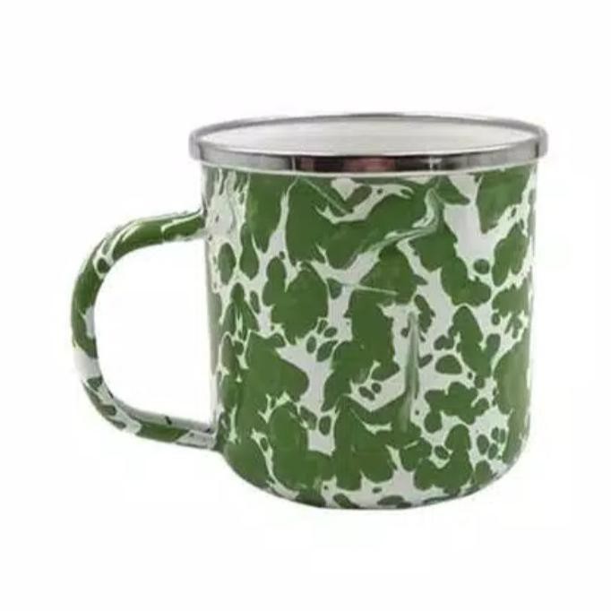 Mug Cangkir Gelas Enamel Batik Blurik Gagang 8 cm - 8 cm