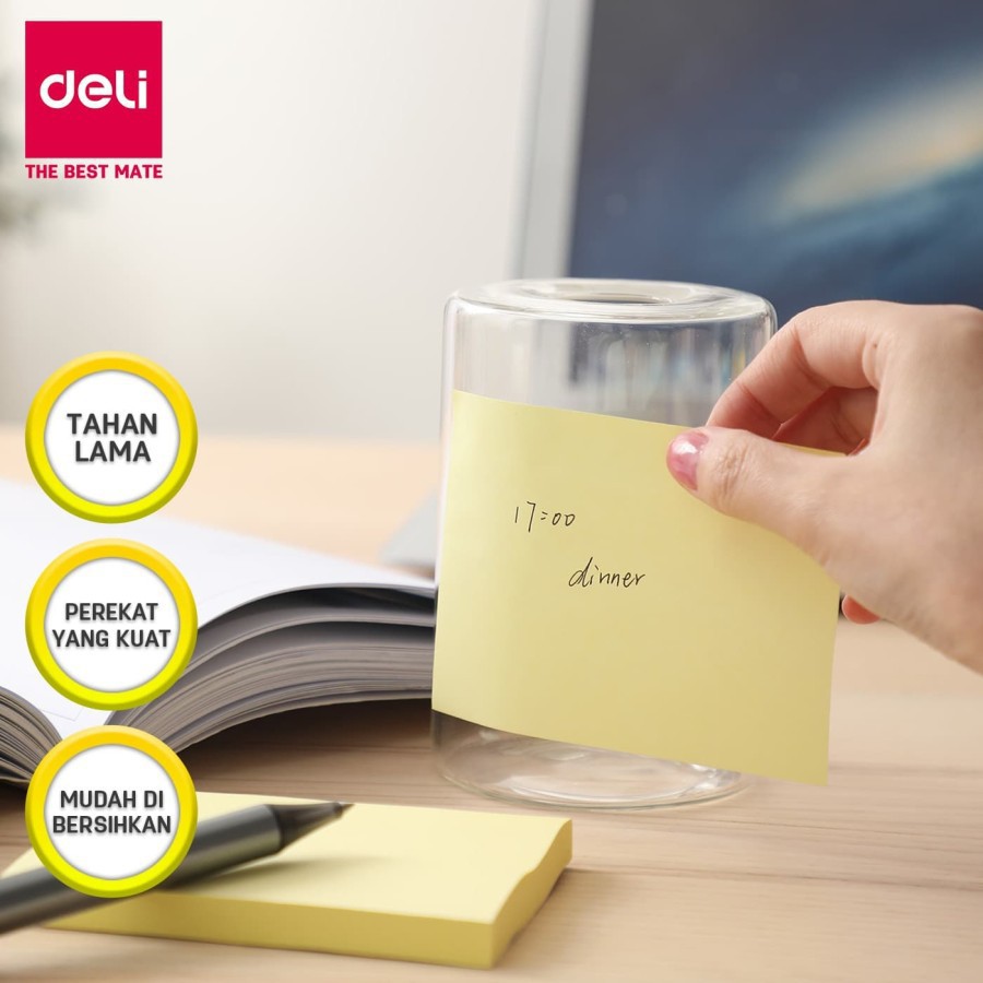 

Sticky Notes / Memo Tempel DELI Warna Kuning 76x101mm - EA00453