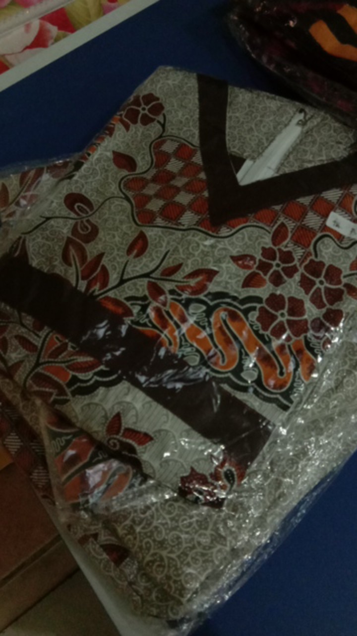 Baju Couple Family Dress Kemeja Lengan Pendek Batik Anak Sarimbit Lorita Parang Putih