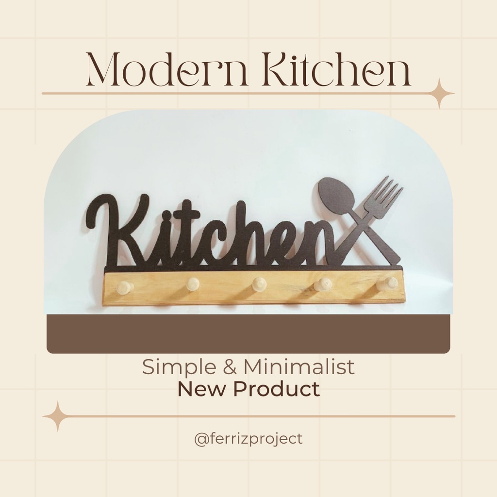 HIASAN DINDING TULISAN KITCHEN/PAJANGAN DINDING/DEKORASI DINDING/PAJANGAN DEKORASI RUANGAN/KAPSTOK K