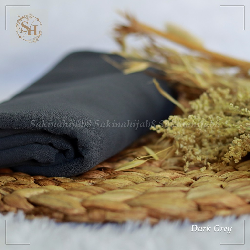 PROMO Pashmina Ceruty Babydoll 200x75 cm jahit tepi CHAPTER1-Dark Grey