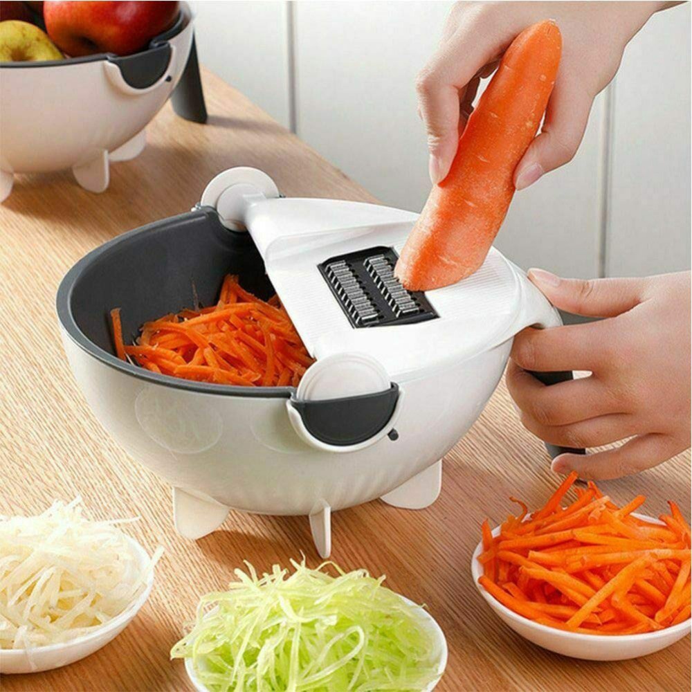 Alat Pemotong Sayuran Wortel Kentang Manual Multifungsi 9 In 1 Model Spiral Untuk Dapur