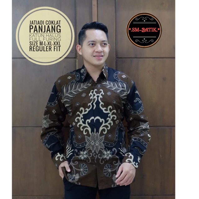 Batik Pria JATIADI COKLAT FULL FURING Katun Halus Ori Solo