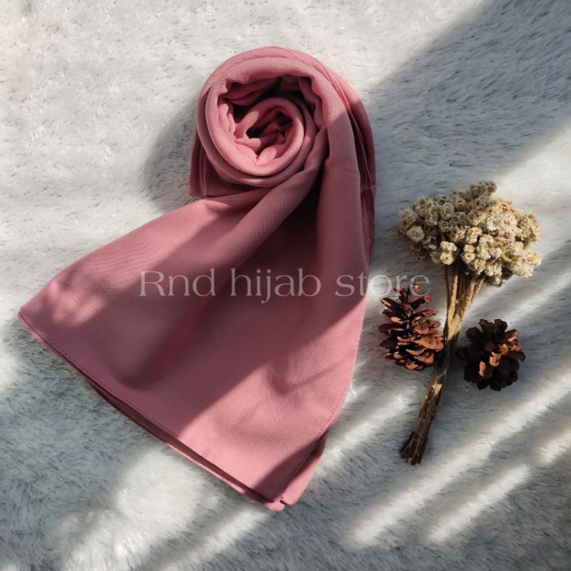 Hijab Segiempat Paris Premium jahit tepi | Red Rose | Varisha | Bintang | Azara-Peach