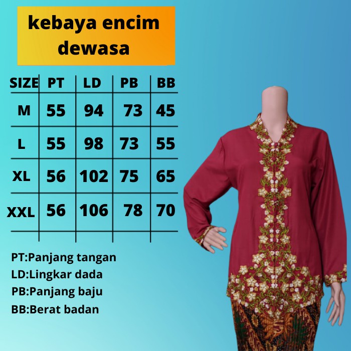 KEBAYA MODERN KATUN TANGN PANJANG KEBAYA ENCIM BORDIR WARNA-1