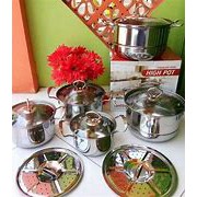 PROMO Panci highpot calypso / panci set steamer + tutup kaca / 5 set panci stainless tutup kaca