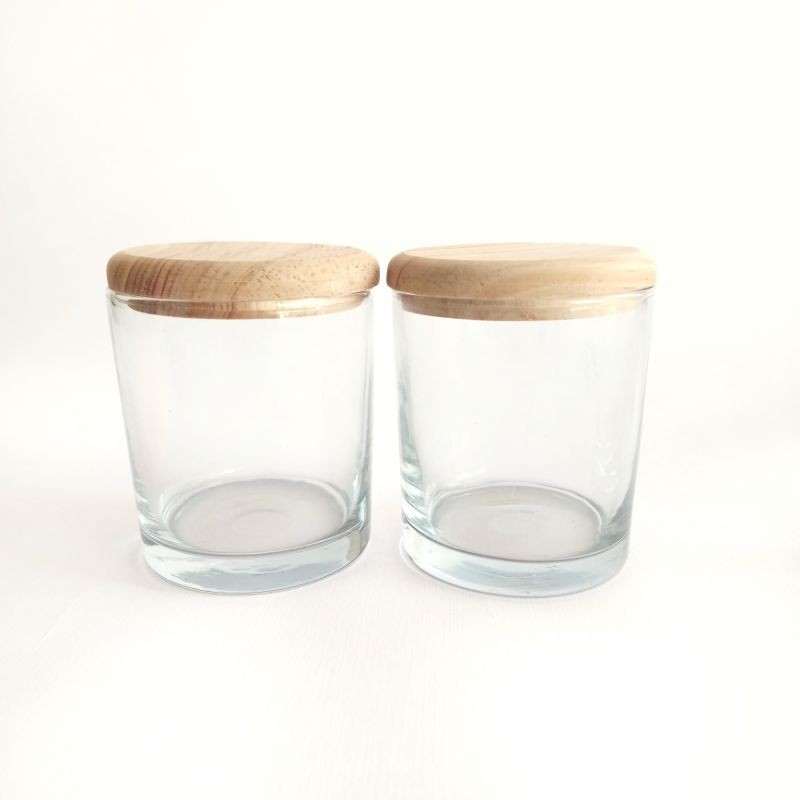 JAR GELAS LILIN, DLL (300ml) | BOTOL TOPLES KACA BELING TUTUP KAYU | WOODEN LID JAR