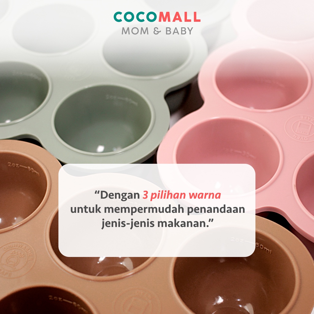 COCOMALL Tempat Kaldu Mpasi Silicon - Silicone Food Tray Cube - Silicone Food Container - Cetakan Kaldu Mpasi Silikon Freezer - Wadah Kaldu Mpasi Bayi - Penyimpanan Kaldu Mpasi