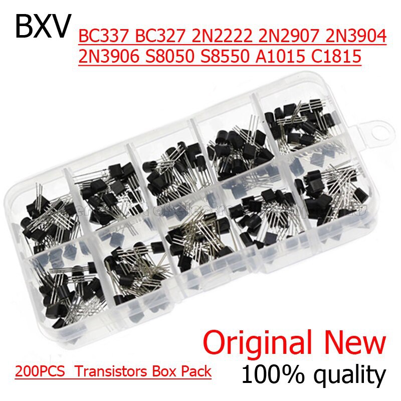 200pcs Transistor Bc337 Bc327 2n22 2n2907 2n3904 2n3906 S8050 S8550 A1015 C1815 + Kotak Transformers