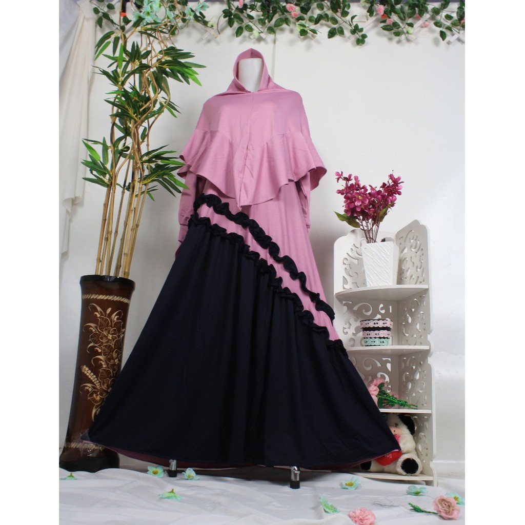 Gamis stella MELISHA Kriwil Bawah Kriwil Diagonal