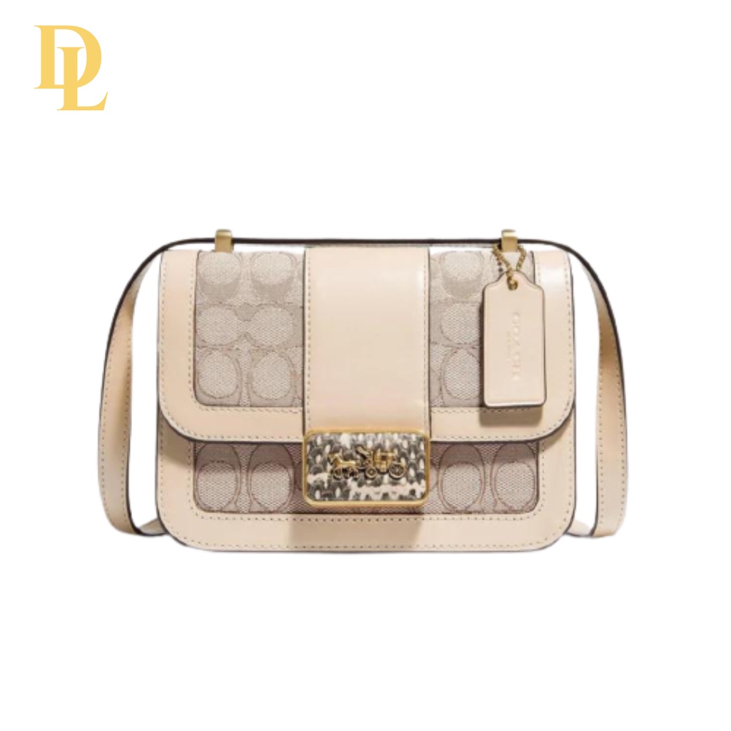 Coach Alie Shoulder Bag In Signature Jacquard With Snake Skin (C3760)