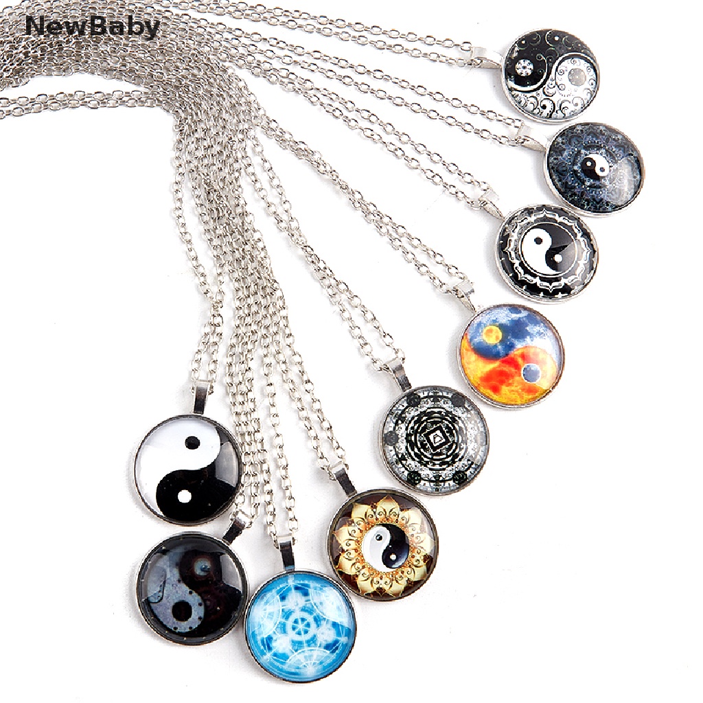 Kalung Rantai Dengan Liontin Batu Permata Taoism Yin Yang Cina Untuk Wanita