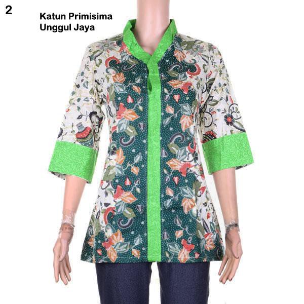 Blus Batik Wanita Pitaloka-Katun Primisima Unggul Jaya + Embos - Hijau