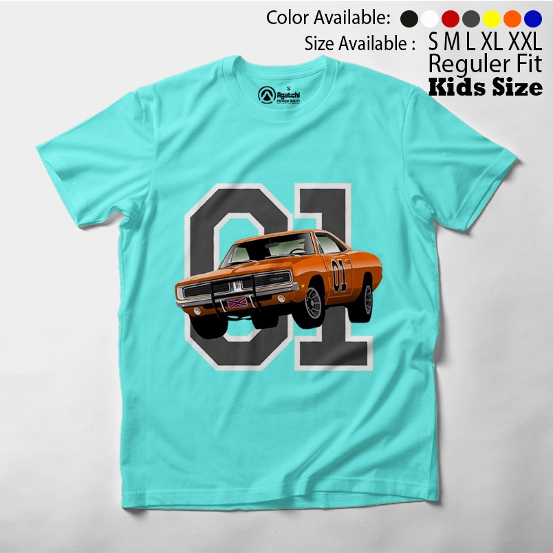 Baju Anak / Kaos Atasan Anak / Kids T Shirt The Duke of Hazzard General Lee Mobil Balap Terbang