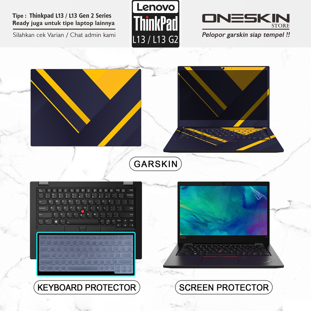 Garskin Sticker Laptop Pelindung Screen Keyboard Protector Lenovo ThinkPad L13 / Yoga Gen 1 2 G1 G2 Gambar Full Body Silikon Bening Glossy Doff