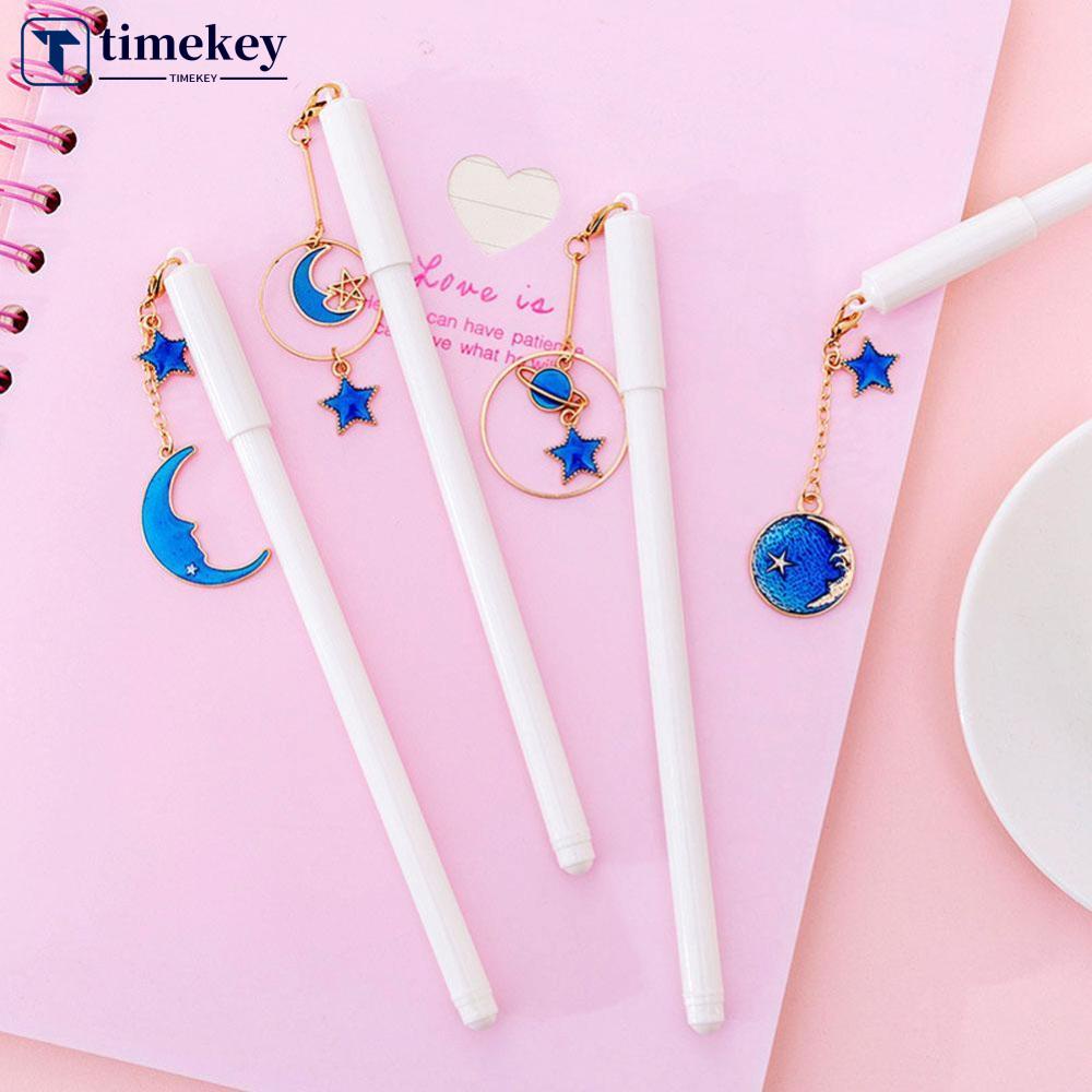 Timekey Pulpen Gel Dengan Gantungan Planetbintang Untuk Stationery Sekolahkantor D1Y9