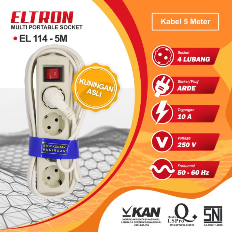 Stop kontak 4 lubang +switch 5M Terminal 4 lubang 5M