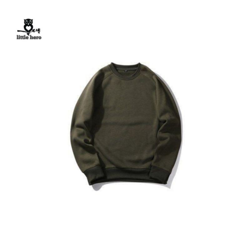 sweater crewneck polos anak LH"HIJAU ARMY"