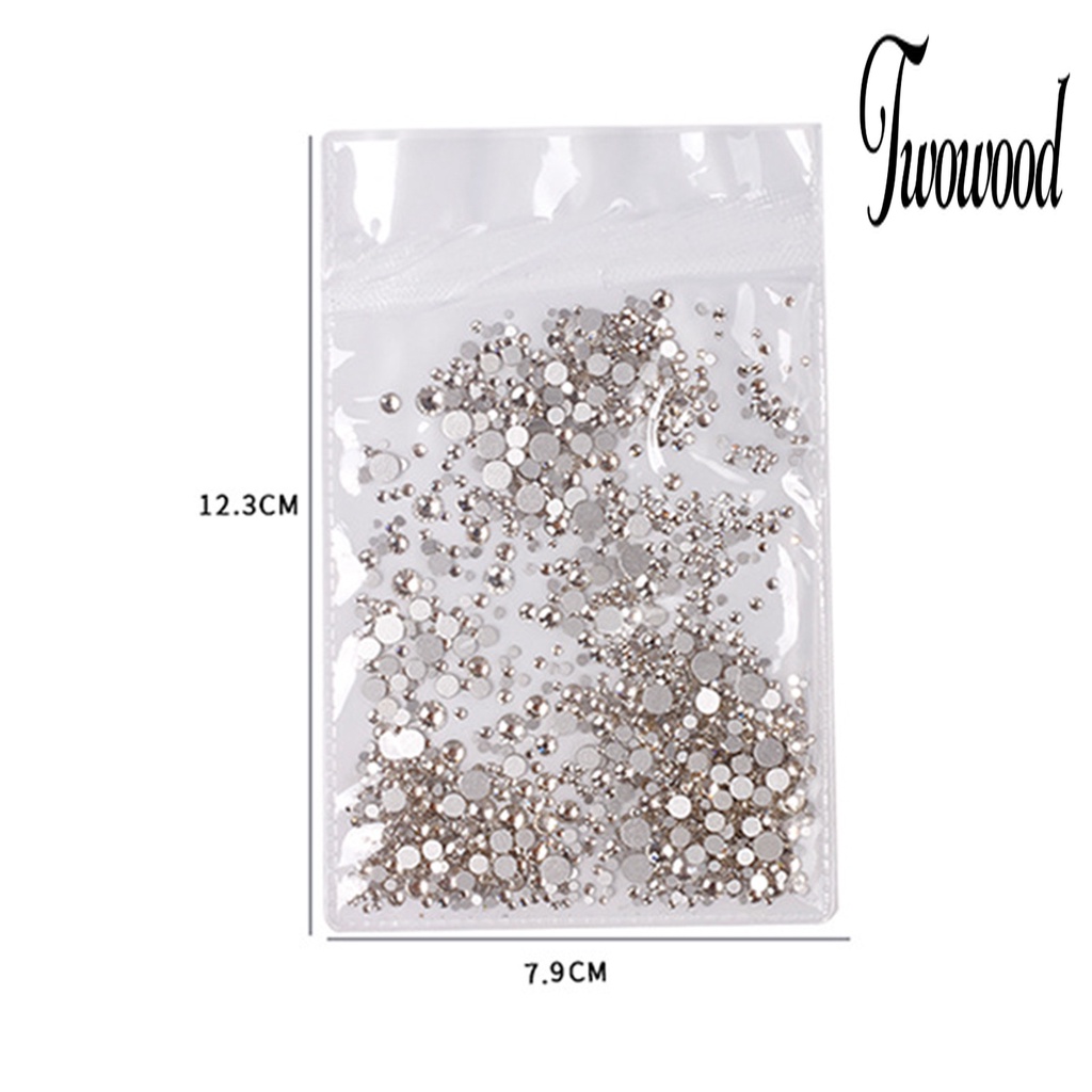 Twowood 1440Pcs / Kantong Ornamen Berlian Imitasi Alas Datar Ringan Untuk Dekorasi Nail Art DIY