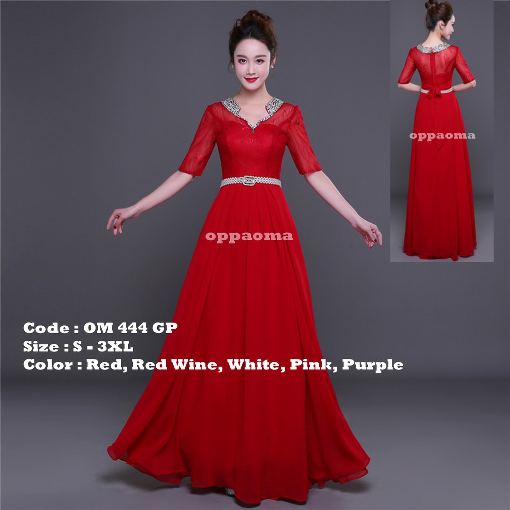 Gaun pesta simple modern elegan oppaoma OM 444 GP