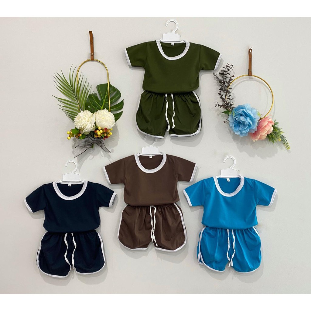 Setelan Baju Polos Anak / Setelan Retro Polos / Setelan Kaos Anak Cewek Cowok / Baju Anak 1-5 Year