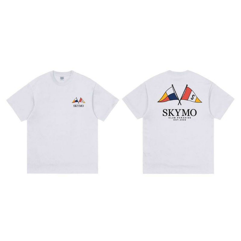 SKYMO SAILING WHITE  BAJU ATASAN KAOS MURAH UNISEX KAOS DISTRO BAJU COWO KAOS SKYMO ORIGINAL PUTIH