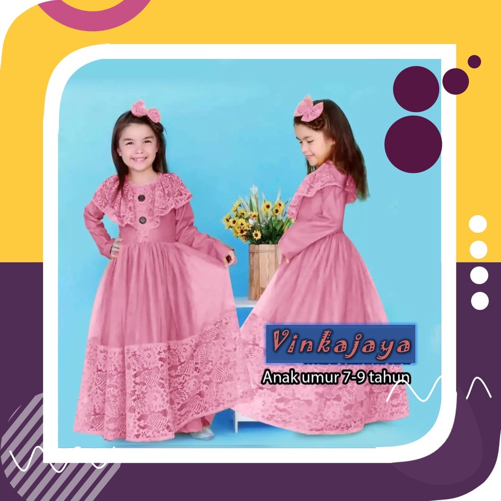 Baju Anak Cewek Usia Umur 7 8 9 Tahun Thn Dress Gaun Pesta Brukat Perempuan Carinakids