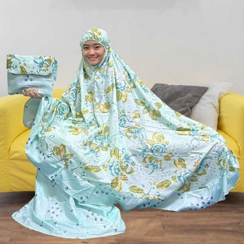 Mukena Dewasa Jumbo Katun Rayon Mukena Wanita Motif Bunga Alat Sholat MKN195