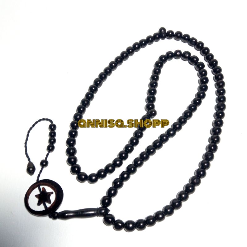 tasbih kayu kaoka kokka kokah bulat bb hitam 6mm 99butir