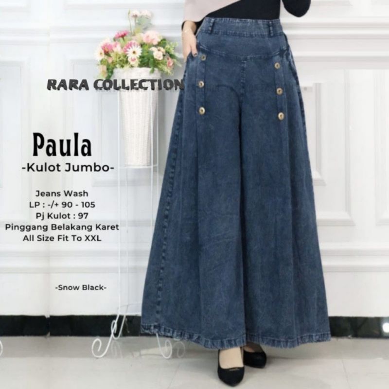 CELANA JEANS ALAZKA JUMBO PALAZZO KULOT PAULA SNOW BIRU DAN SNOW HITAM /KULOT JEANS TERBARU