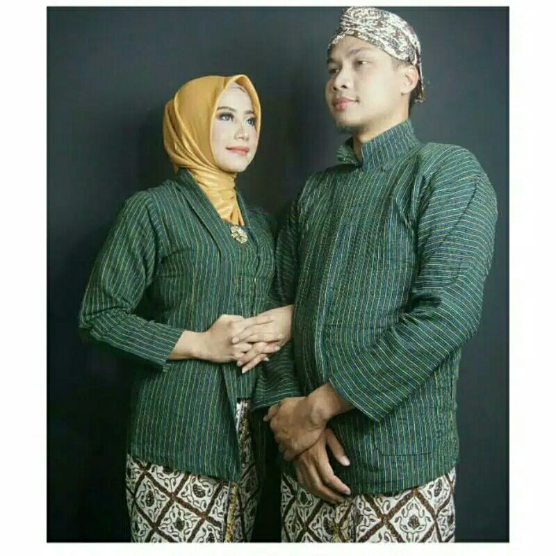 Surjan Dan Kebaya Lurik Hijau - Baju dan kebaya lurik dewasa hijau