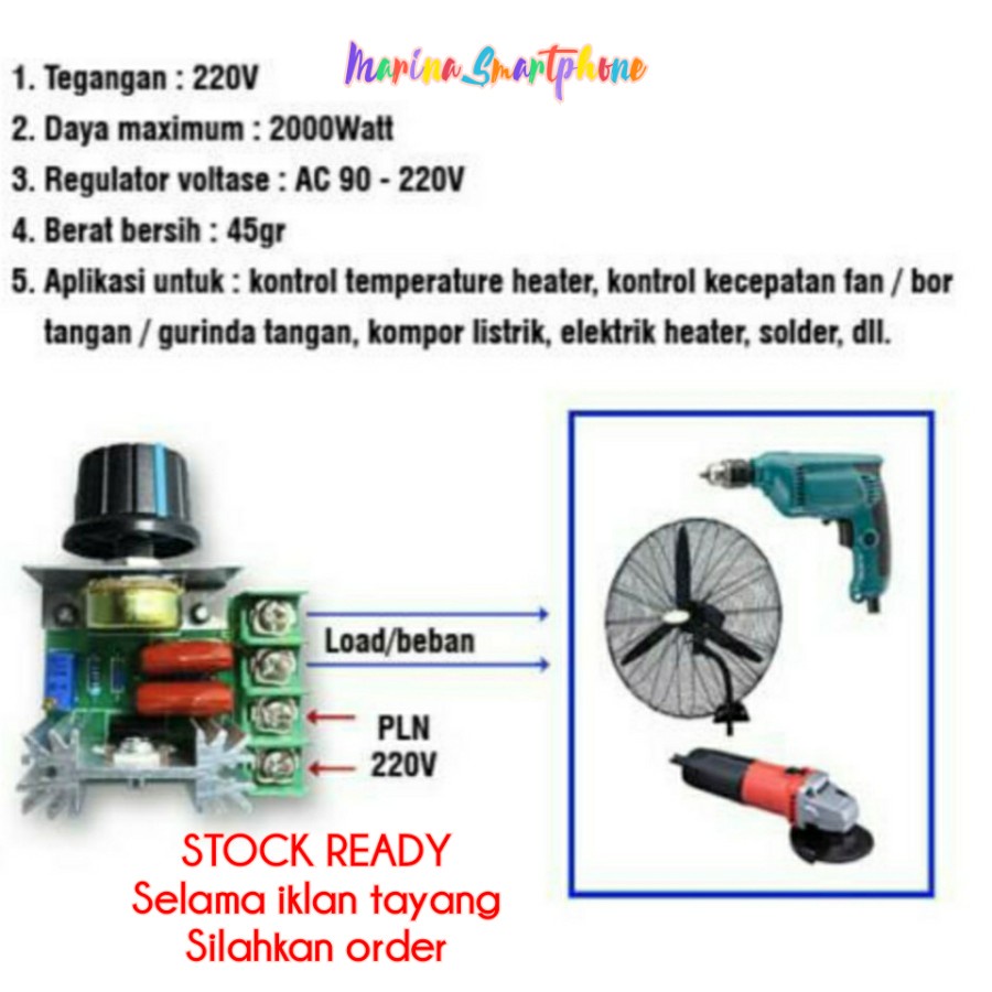 DIMMER SCR 2000W MOTOR SPEED CONTROLLER 220V AC PWM REGULATOR Dimmer SCR 2000W Motor Speed Controlle