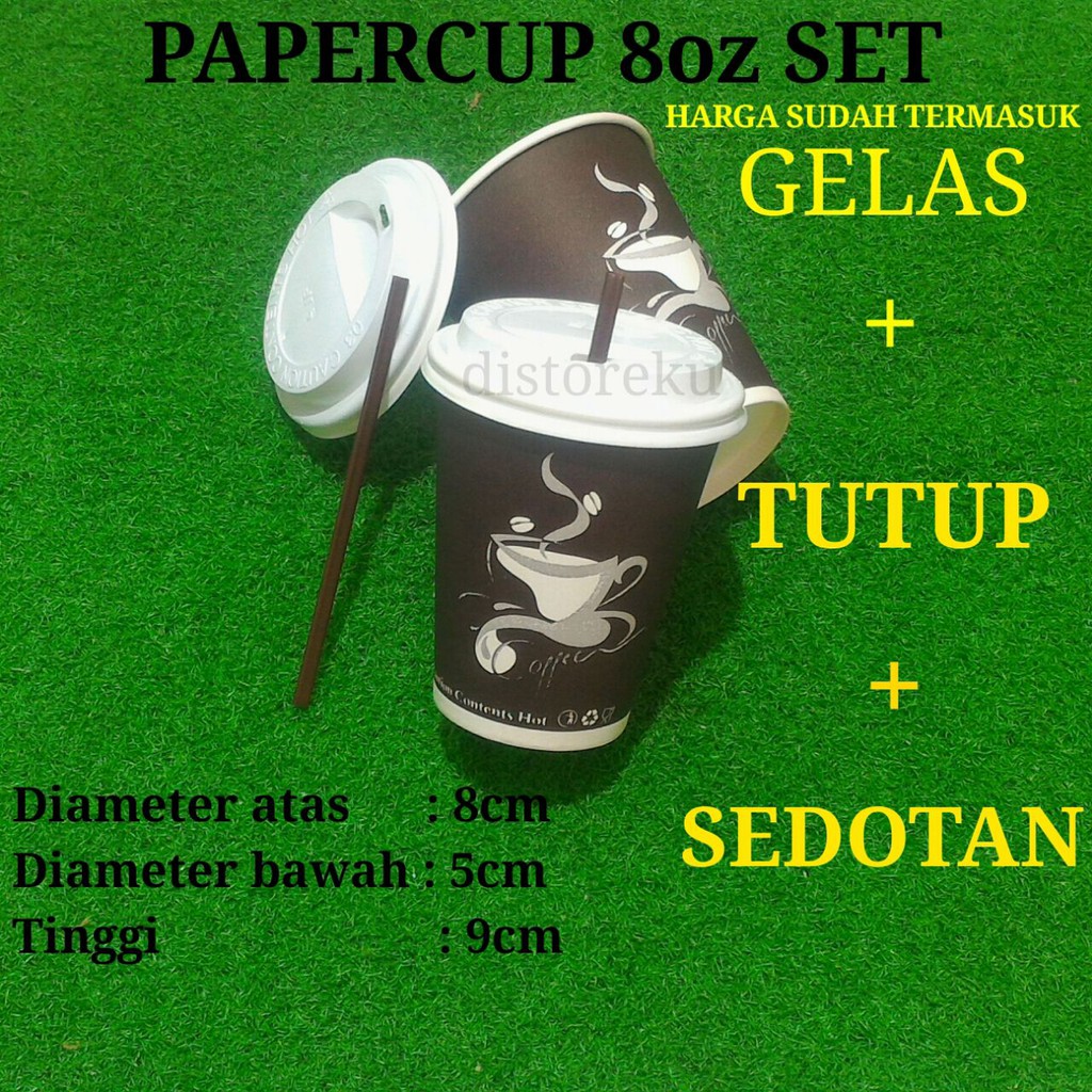 50pcs PAKETAN Gelas Kertas Foam Paper Cup 8oz Motif Hot Coffe Kopi Teh Panas