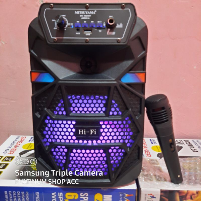 Speaker Karaoke Wireless Bonus Mic woofer 6,5inc Super Bass/Speaker Aktif Bluetooth Radio Fm Usb Aux