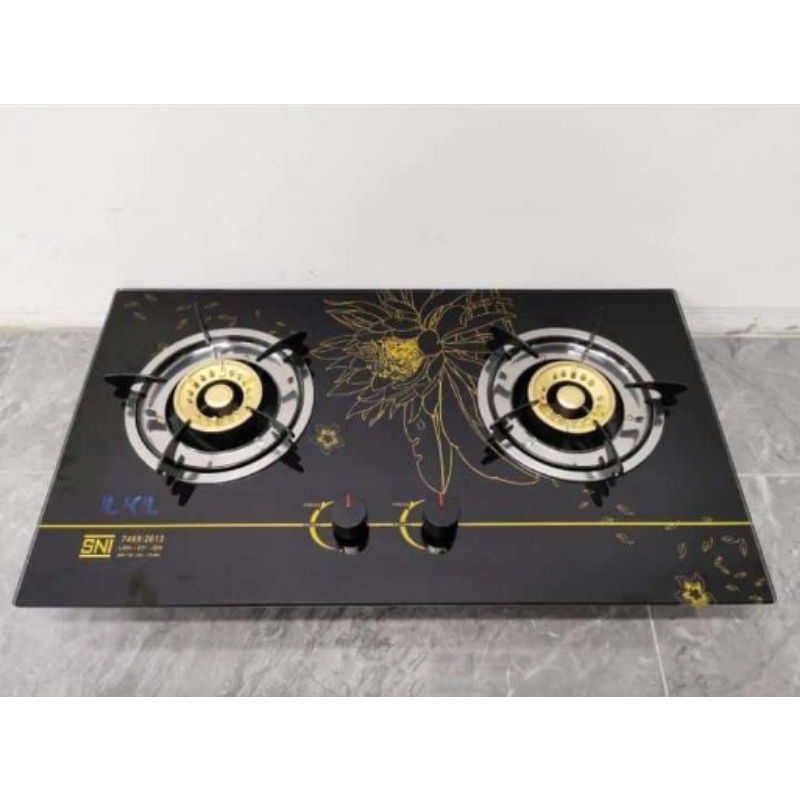 KOMPOR GAS KACA 2 TUNGKU LKL NATIONAL BISA DUDUK DAN TANAM