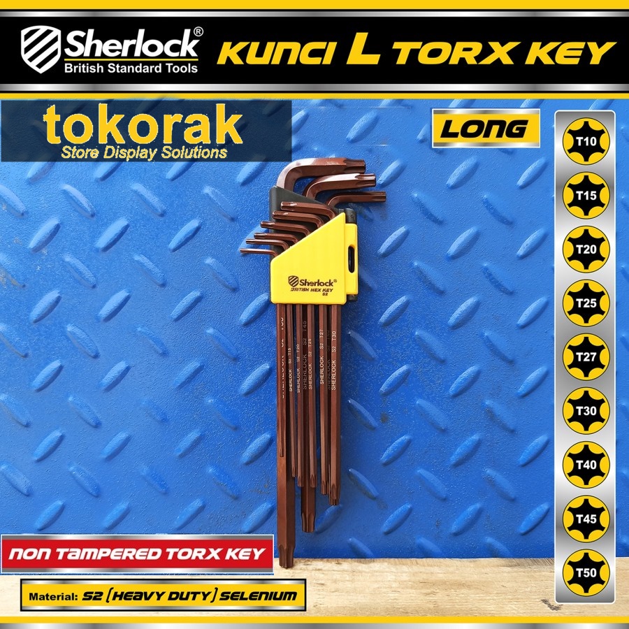 KUNCI L BINTANG HEXKEY LONG SET 9 PCS SHERLOCK - TORX KEY NON TAMPER