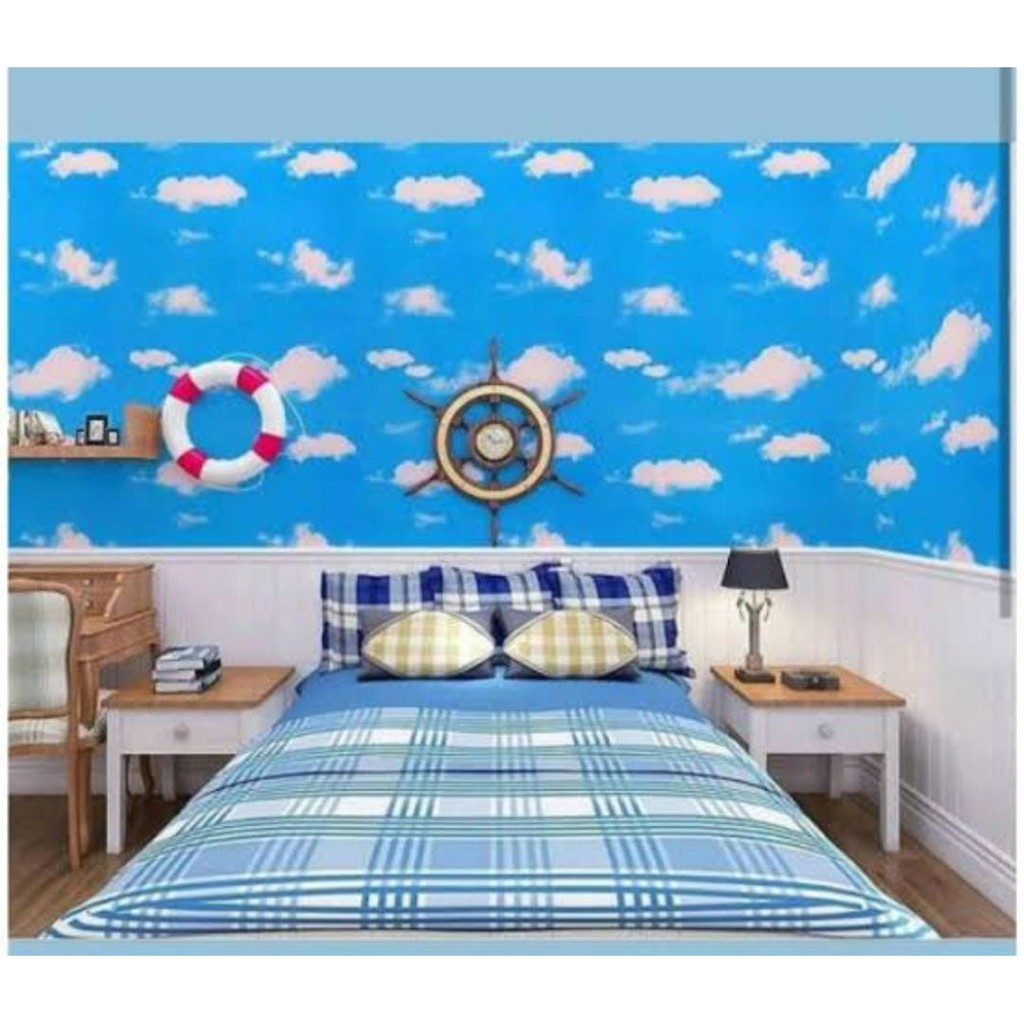 WALLPAPER DINDING MOTIF AWAN BIRU