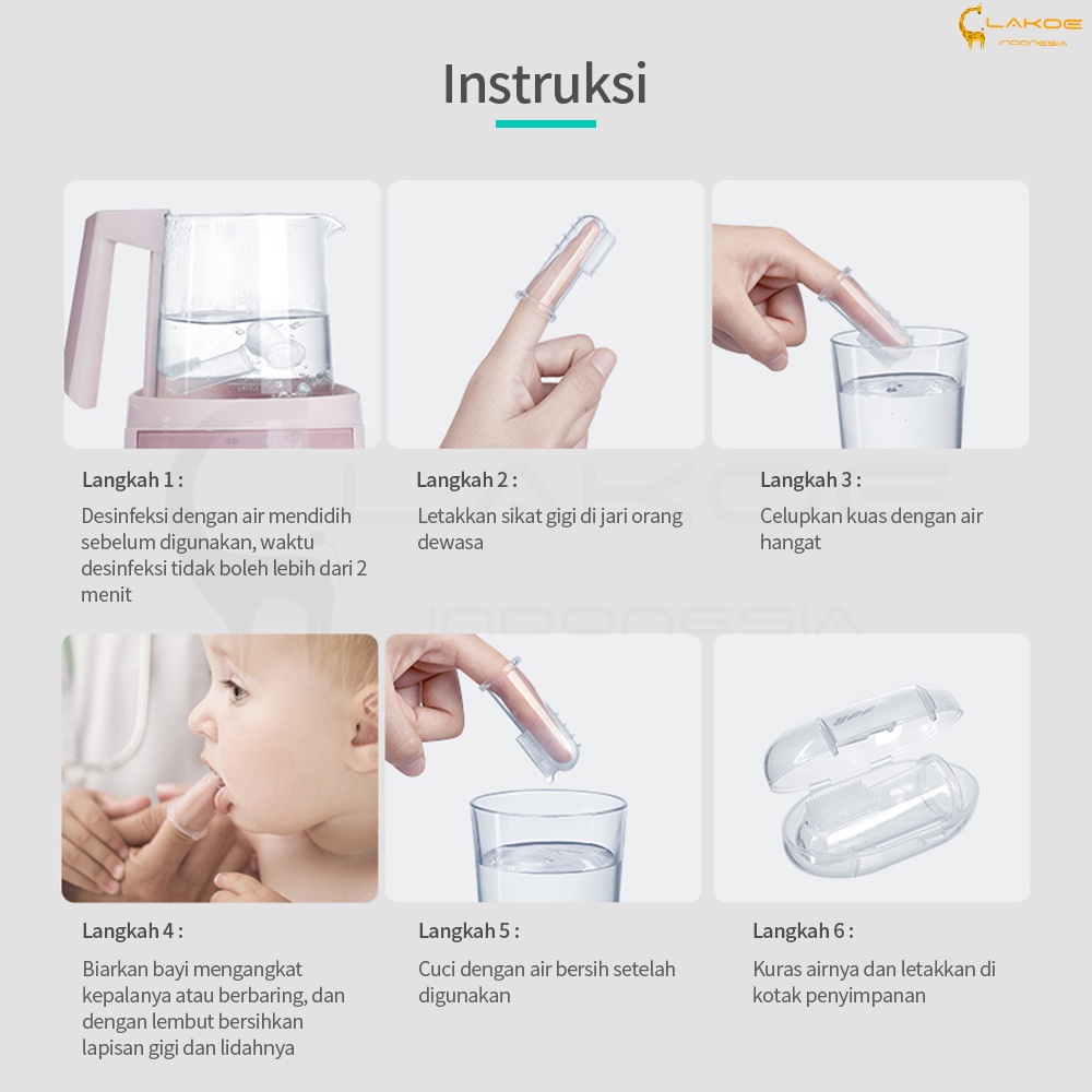 LAKOE Sikat Gigi Silicon Bayi / Finger Tooth Brush/ Pembersih Mulut Bayi dengan Jari Ibu