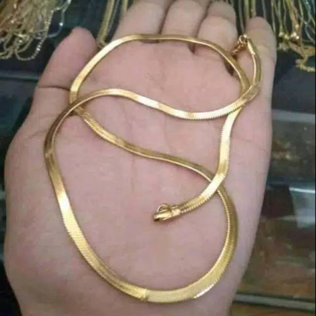 (Anti Luntur) Kalung Gepeng Pipih Pria Wanita Titanium 100%