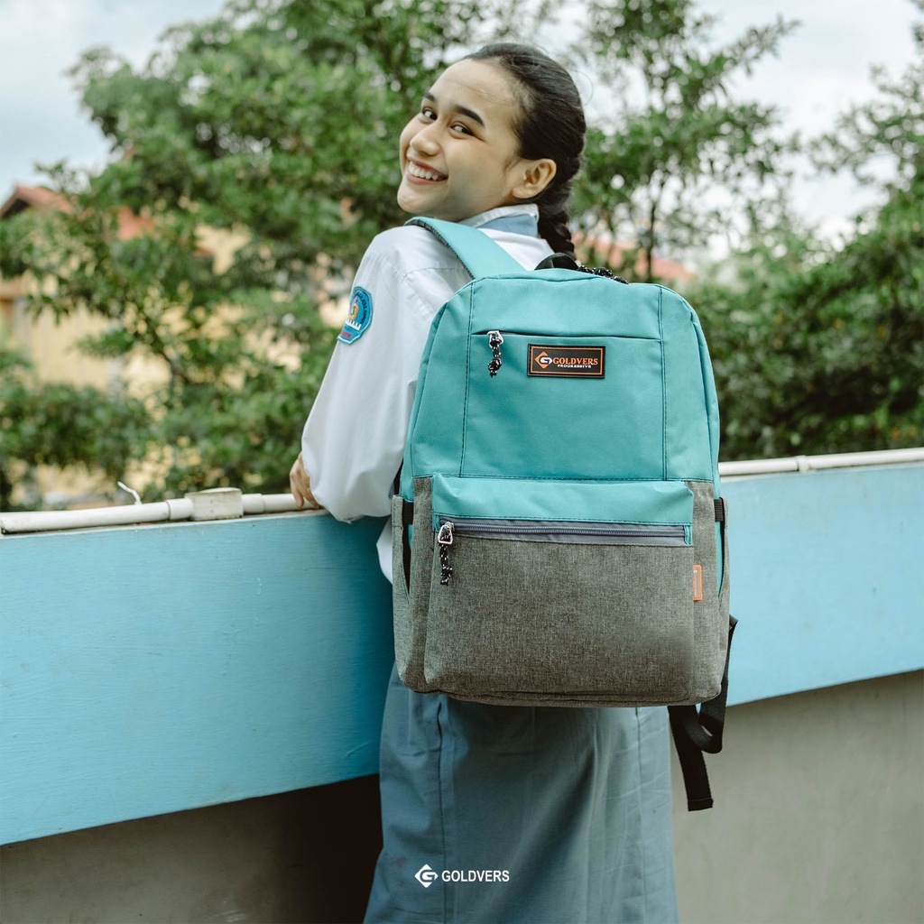 HIRO - Tas Ransel Anak Sekolah Pria Wanita Laptop 14inc Free Raincover Bahan Denim Backpack Sekolah