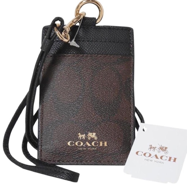 

Gantungan kartu card holder Coach lanyard mahogany signature brown