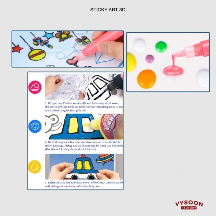 Mainan Anak 3D Instant Sticky Art | Gambar Warna 3D | Edukasi Kreatif